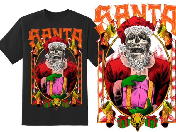 Death santa t shirt vector illustration