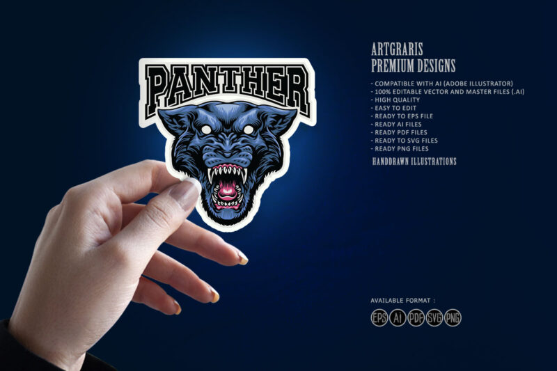 Black panther head mascot logo