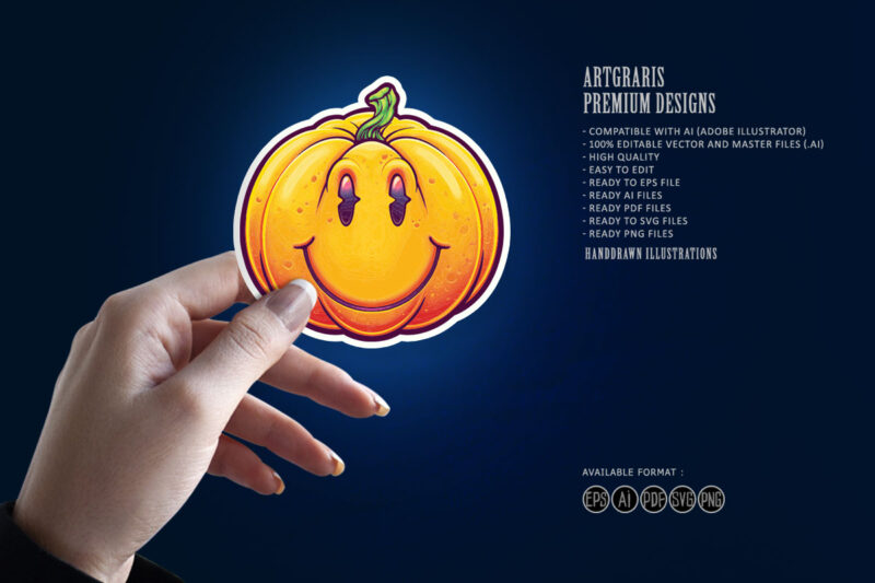 Smiling happy pumpkin illustration