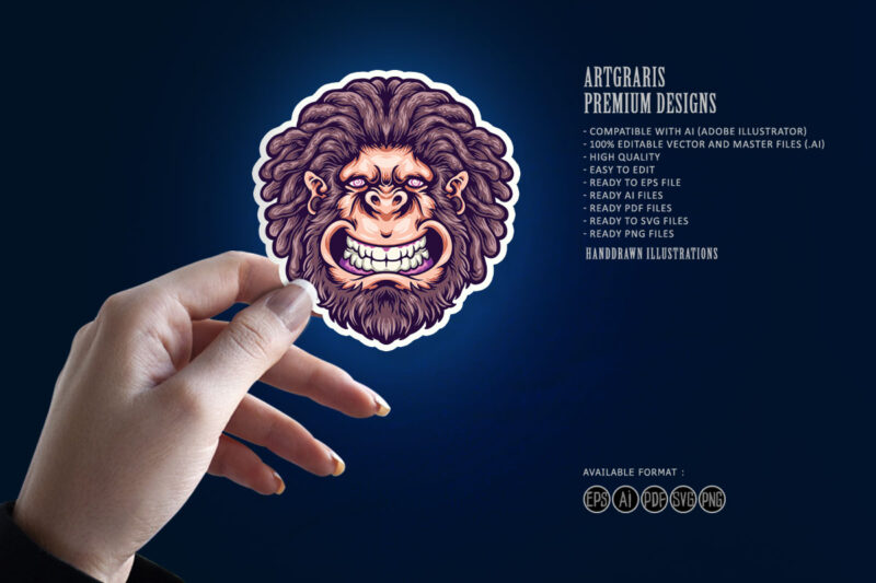 Trippy smiling male gorilla illustration