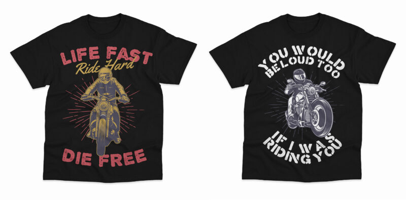 t-shirt vector 20 Motorcycle quotes bundle
