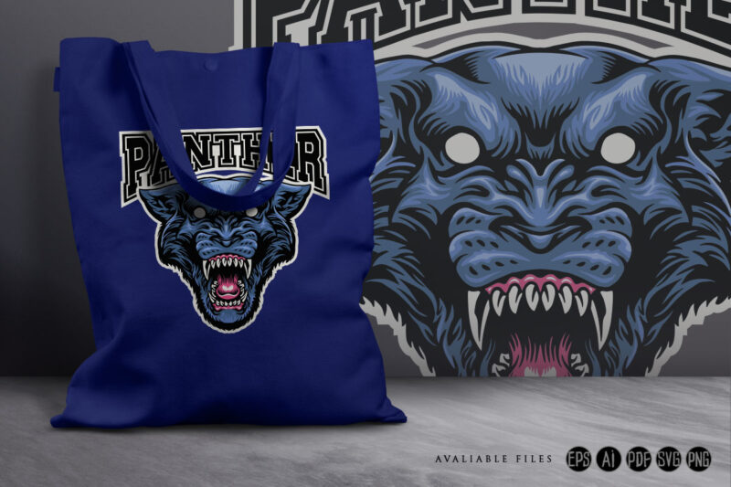 Black panther head mascot logo