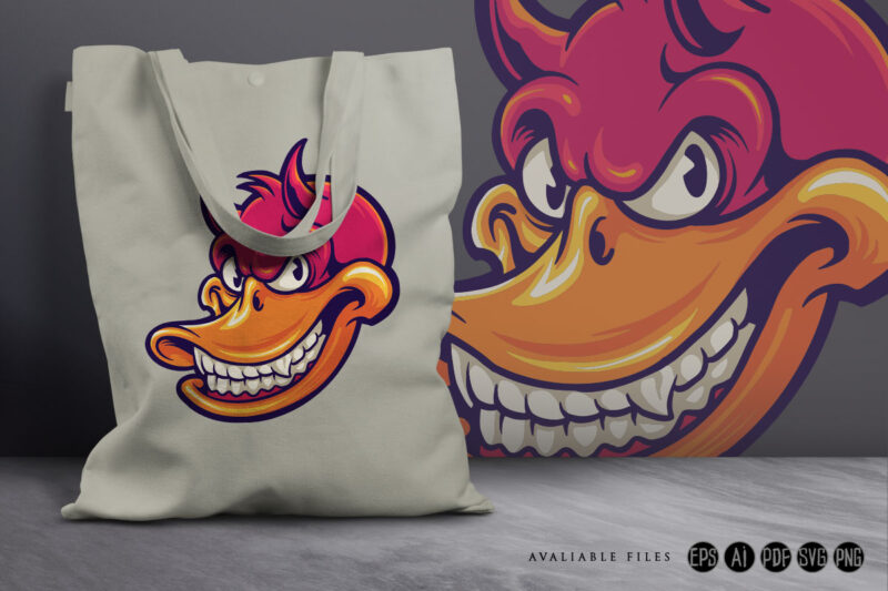 Smiling duck devil character