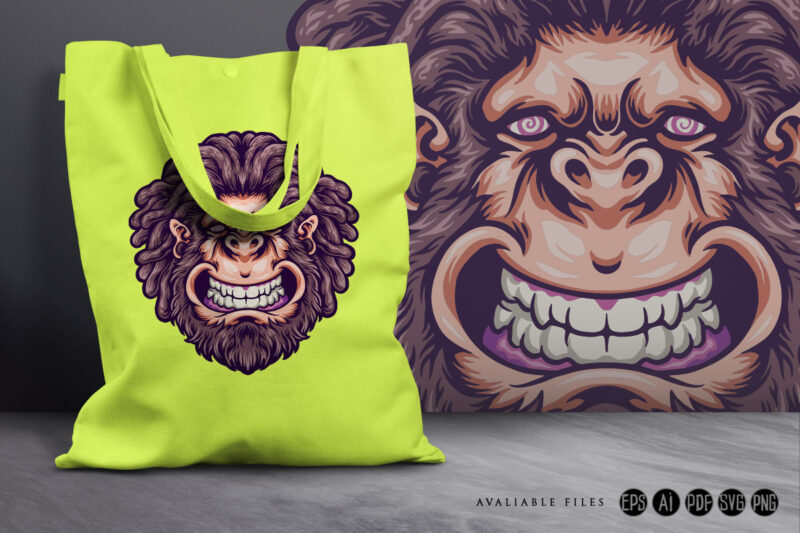 Trippy smiling male gorilla illustration