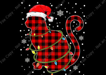 Cat Christmas Png, Christmas Cat Plaid Pajama Png, Cat Png, Christmas Png, Cat Santa Png