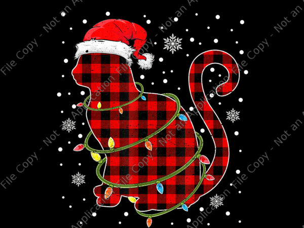 Cat christmas png, christmas cat plaid pajama png, cat png, christmas png, cat santa png t shirt vector file