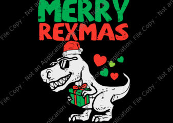 Merry Rexmas Santa Trex Dino Svg, T-rex Christmas Svg, Christmas Svg, T-rex Xmas Svg