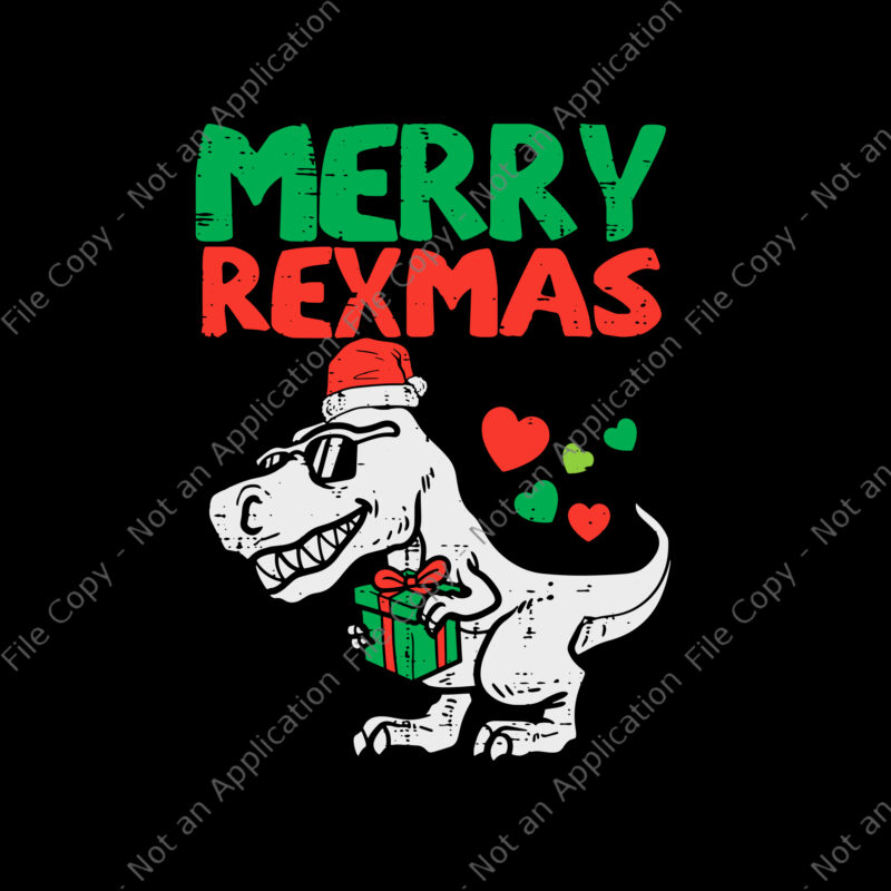 Merry Rexmas Santa Trex Dino Svg, T-rex Christmas Svg, Christmas Svg, T-rex Xmas Svg