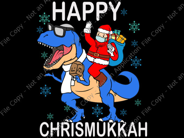 Happy chrismukkah svg, hanukkah christmas jewis xmas svg, santa svg, t-rex christmas svg, santa riding trex svg, christmas svg graphic t shirt