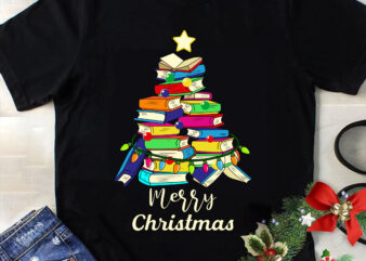 CTH1-Book Tree Merry Christmas Svg, Book Christmas Svg, Christmas Svg, Tree Christmas Svg, Book Svg, Santa Svg, Merry Christmas Svg