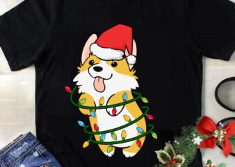 Corgi Santa Christmas Tree Lights Svg, Dog Christmas Svg, Tree Christmas Svg, Tree Svg, Santa Svg, Merry Christmas Svg t shirt vector file