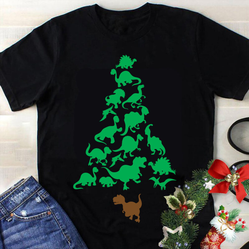 Dinosaur Christmas TreeS vg, Dinosaur Svg, Dinosaur Christmas Svg, Tree Christmas Svg, Tree Svg, Santa Svg, Merry Christmas Svg
