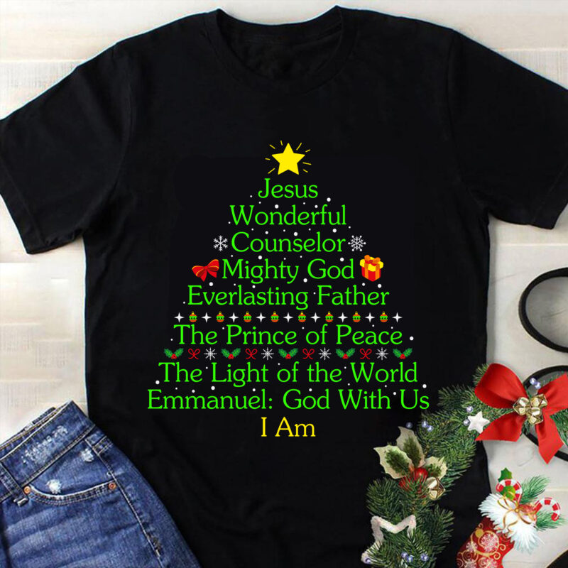 Jesus Wonderful Counselor Mighty God Svg, Christmas Svg, Tree Christmas Svg, Tree Svg, Santa Svg, Merry Christmas Svg