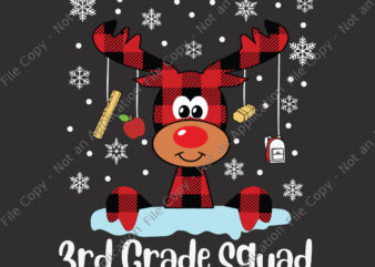 3rd Grade Squad Plaid Reindeer Santa Hat Svg, Teacher Christmas Svg, 3rd Grade Squad Svg, Santa Hat Svg, Christmas Svg