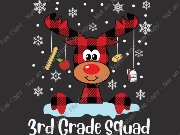 3rd grade squad plaid reindeer santa hat svg, teacher christmas svg, 3rd grade squad svg, santa hat svg, christmas svg