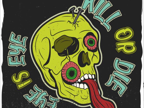 Dead skull with a tongue, t-shirt design