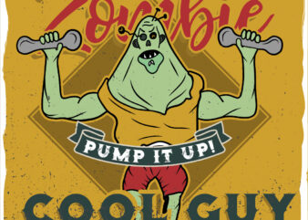 Zombie guy with dumbbels t shirt graphic design