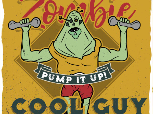 Zombie guy with dumbbels t shirt graphic design