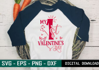 My 1st Valentine’s Day Valentine quote Typography colorful Kids SVG cut file for print on T-shirt and more merchandising