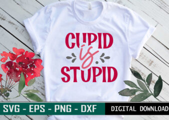 Cupid is Stupid Valentine quote Typography colorful romantic SVG cut file for print on T-shirt and more merchandising