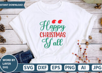 happy christmas y’all SVG Vector for t-shirt