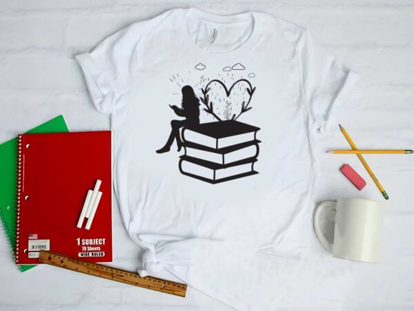 Girl on books silhouette svg gift diy crafts svg files for cricut, silhouette sublimation files t shirt design template