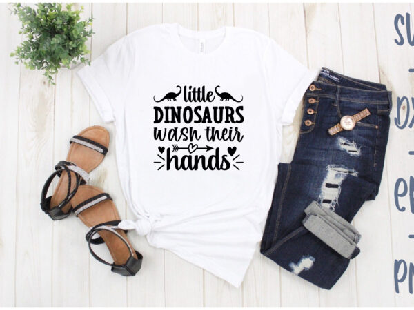Little dinosaurs wash their hands t shirt vector graphic