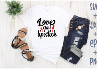 love and lipistick t shirt vector graphic