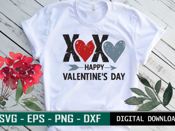 Xoxo happy valentine’s day valentine quote typography colorful romantic svg cut file for print on t-shirt and more merchandising