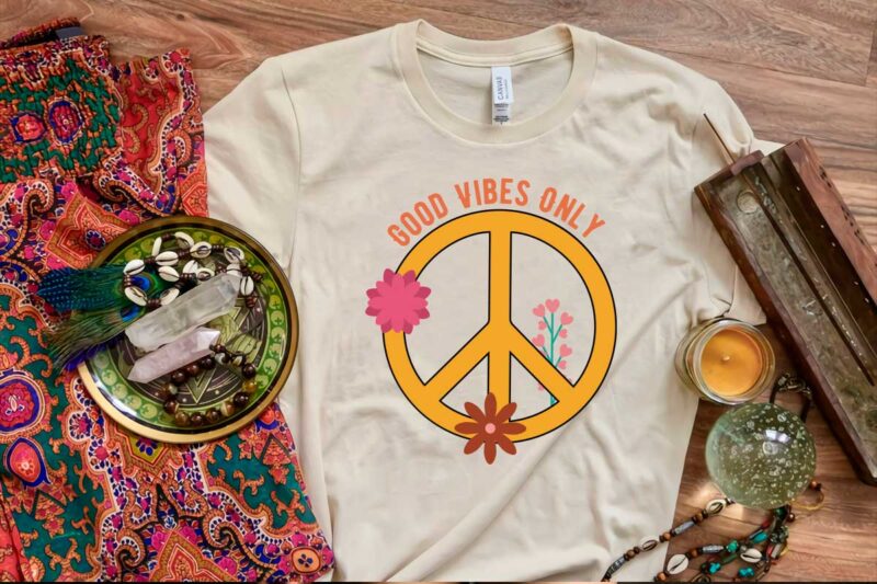 Hippie Gift Idea, Good Vibes Only Diy Crafts Svg Files For Cricut, Silhouette Sublimation Files