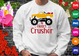 Heart crusher t-shirt, monster truck shirt, heart shirt, valentine truck shirt print template