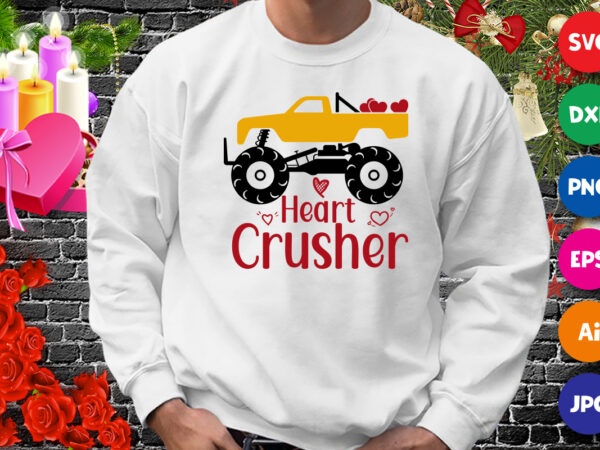 Heart crusher t-shirt, monster truck shirt, heart shirt, valentine truck shirt print template