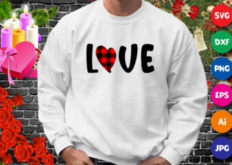 Love t-shirt, plaid heart shirt, valentine shirt, love shirt, valentine love shirt print template