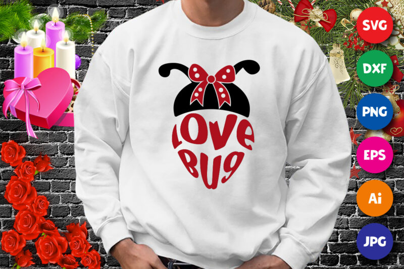 Valentine Love Bug Love T-Shirt, Gift For lover shirt, Gift for wife, Engagement Shirt, Birthday gift for wife, love bug shirt print template
