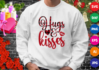 Hugs and Kisses t-shirt, Plaid Heart shirt, Lip shirt, kisses shirt, valentine kisses shirt, valentine shirt template