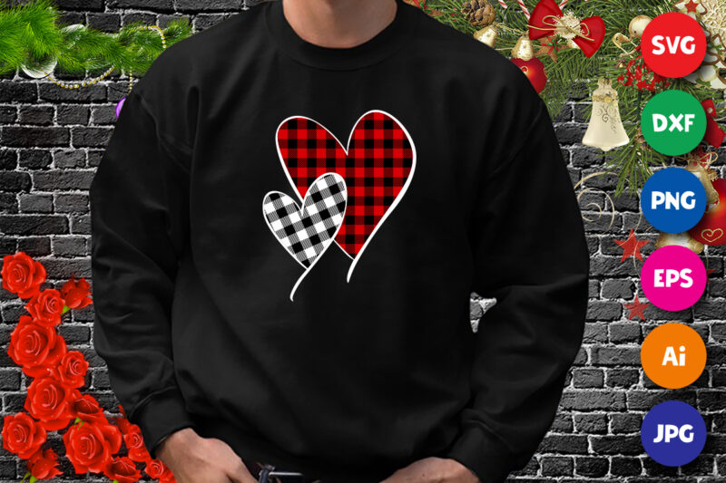 Plaid Heart, valentine love, valentine heart, valentine heart shirt print template