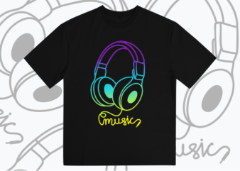 Headphones t-shirt design vector illustration