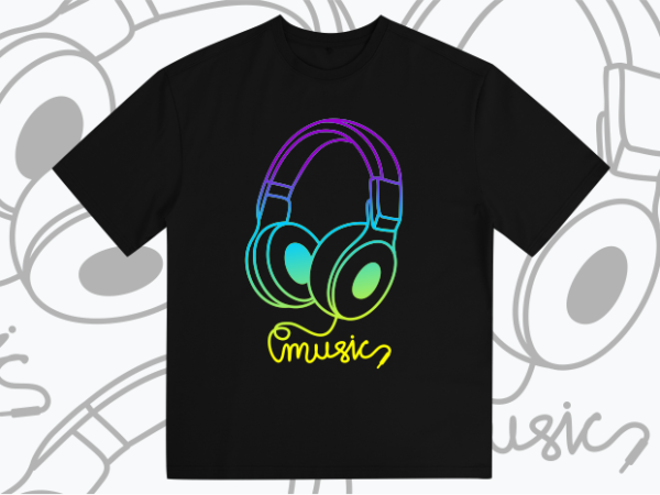 Headphones t-shirt design vector illustration