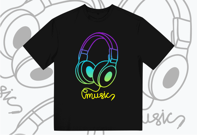 Headphones t-shirt design vector illustration