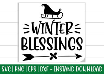 Winter Blessings print ready Christmas colorful SVG cut file t shirt template