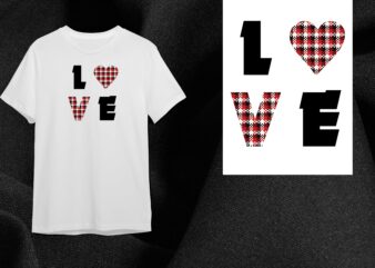 Valentine Gift, Buffalo Plaid Pattern Love Silhouette SVG Diy Crafts Svg Files For Cricut, Silhouette Sublimation Files t shirt vector art