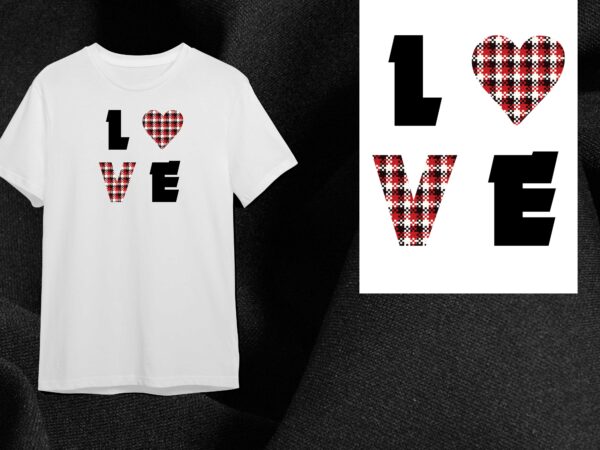 Valentine gift, buffalo plaid pattern love silhouette svg diy crafts svg files for cricut, silhouette sublimation files t shirt vector art