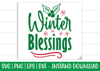 Winter Blessings print ready Christmas colorful SVG cut file for T-shirt and more merchandising