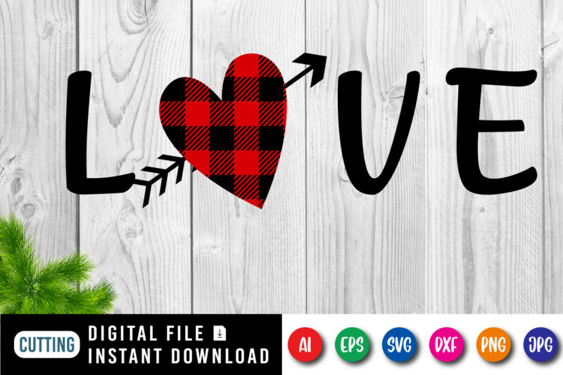 valentine love, plaid heart shirt, love shirt, valentine shirt print template