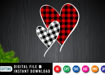 Plaid Heart, valentine love, valentine heart, valentine heart shirt print template