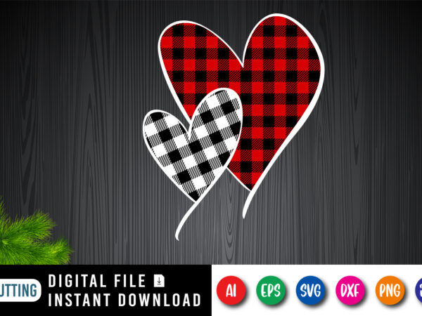 Plaid heart, valentine love, valentine heart, valentine heart shirt print template