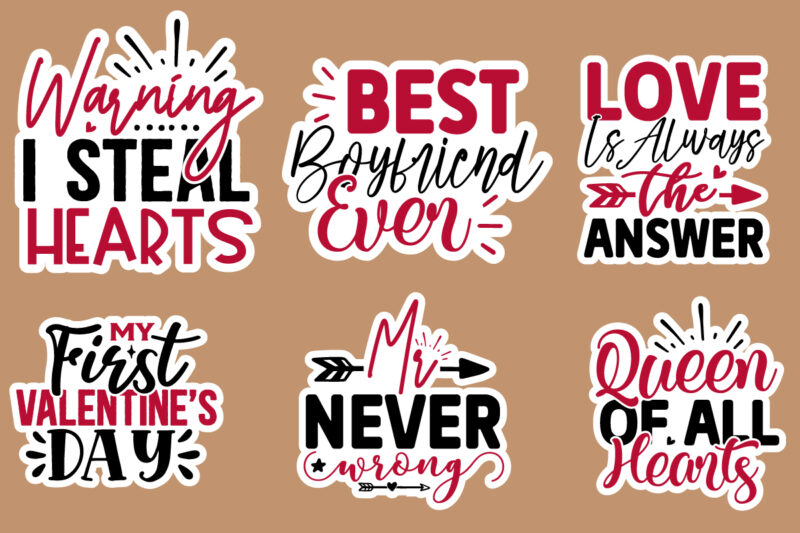 valentine stickers Design bundle