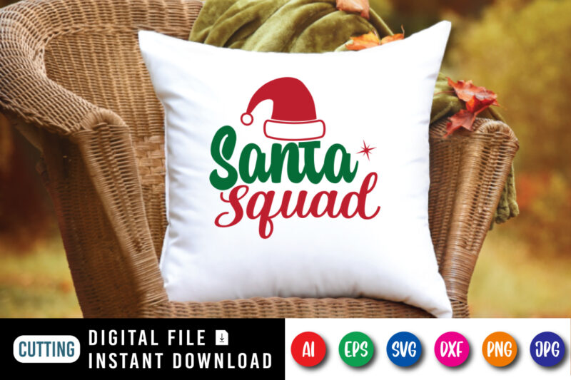 Santa Squad t-shirt, Santa hat, Christmas squad shirt, Santa hat shirt, Christmas sweatshirt print template