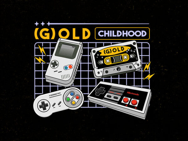 Gold childhood t shirt design template