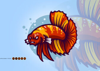 Angry Betta Fish Flaring Logo illustrations